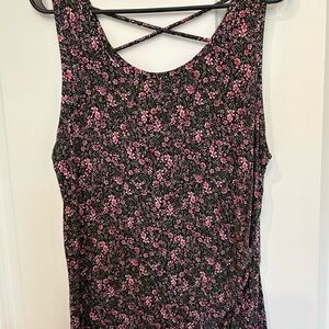 Maurices Pink and Black Floral Tank Top